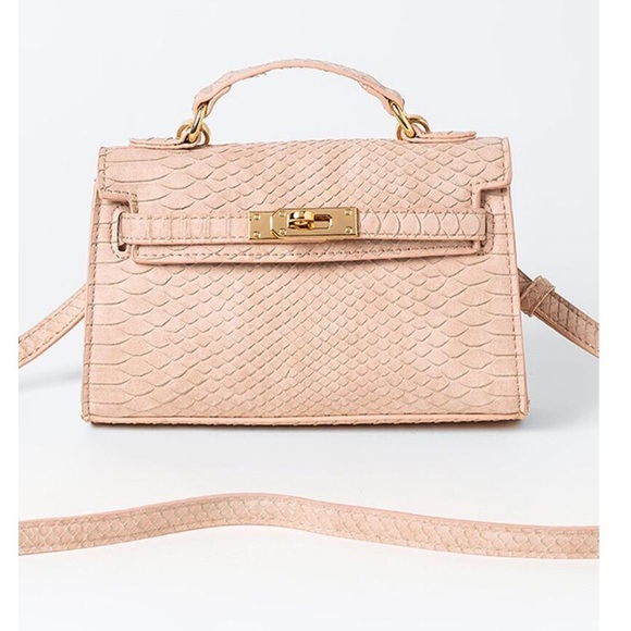 Francesca's Collections Handbags - NWT Francesca’s Blush Snake Crossbody Lock Bag